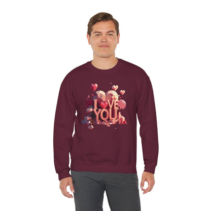 Unisex Heart Love Sweatshirt Floral Valentines Day Cotton Poly Fifty Fifty Blend