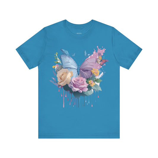 Natural Cotton Tee Shirt with Butterfly