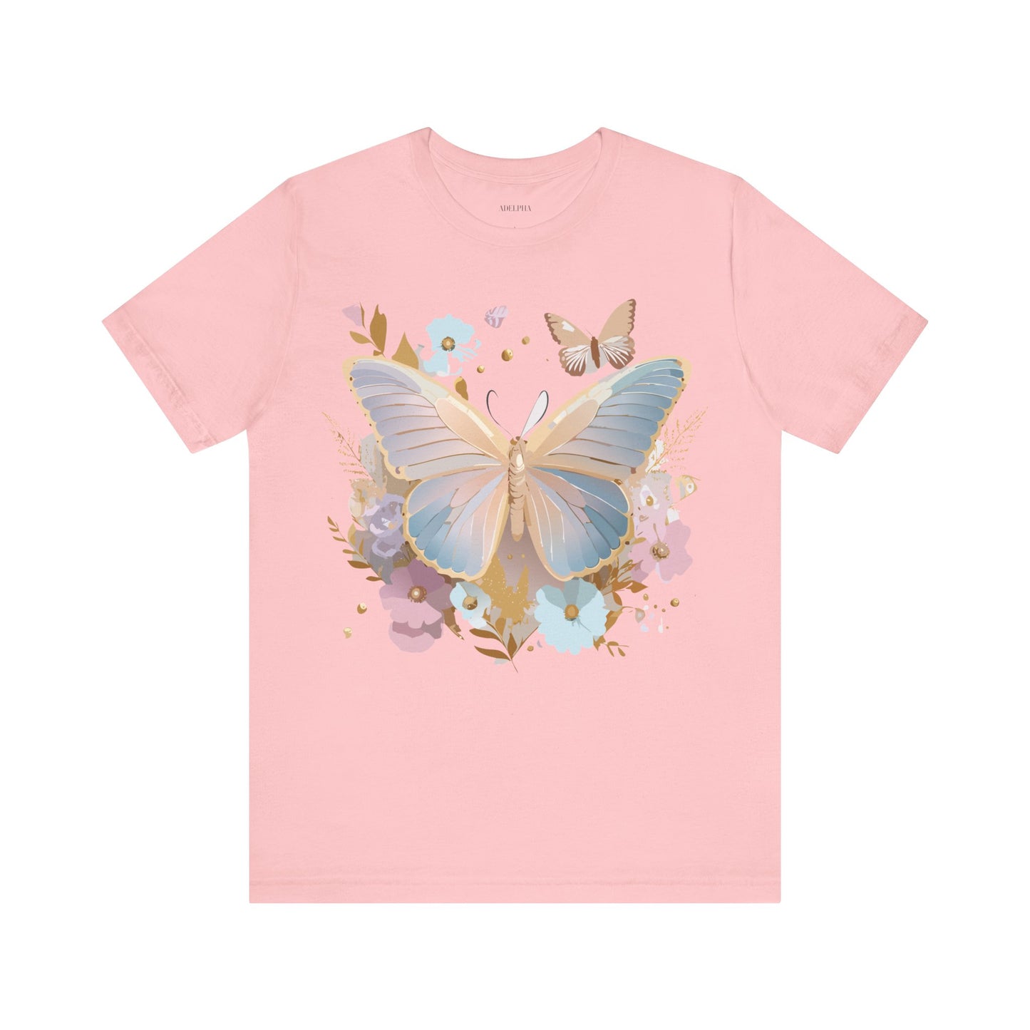 Natural Cotton Tee Shirt with Butterfly