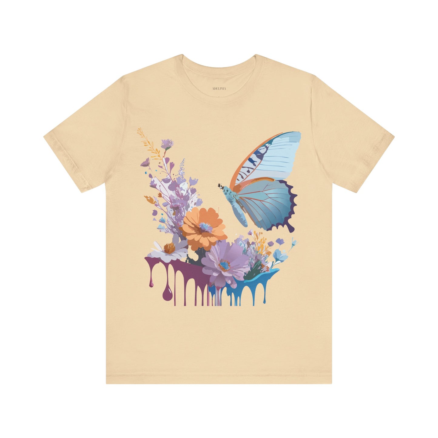 Natural Cotton Tee Shirt with Butterfly