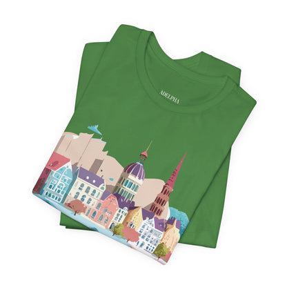 Natural Cotton Tee Shirt - Beautiful Places Collection - Warnemünde and Rostock - Germany Printify