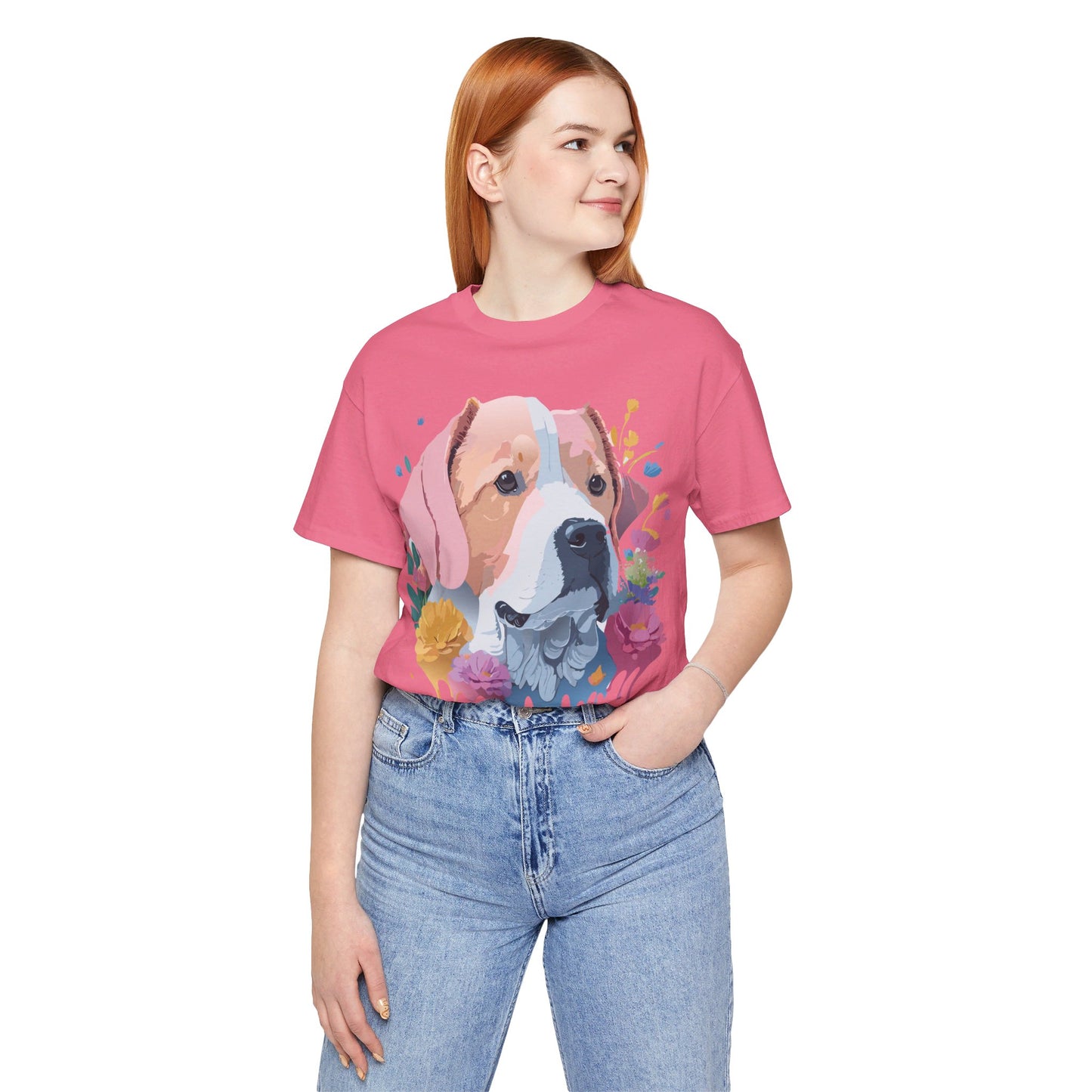 Natural Cotton Tee Shirt with Dog