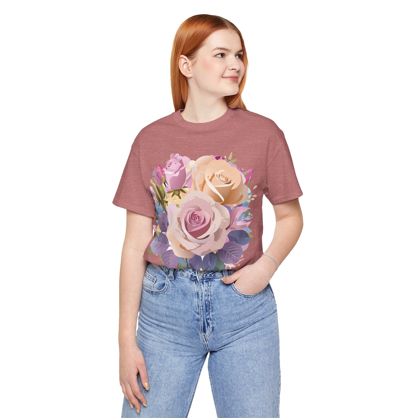 T-shirt en coton naturel avec fleurs