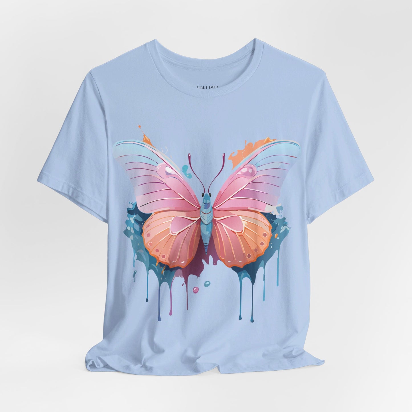 Natural Cotton Tee Shirt with Butterfly