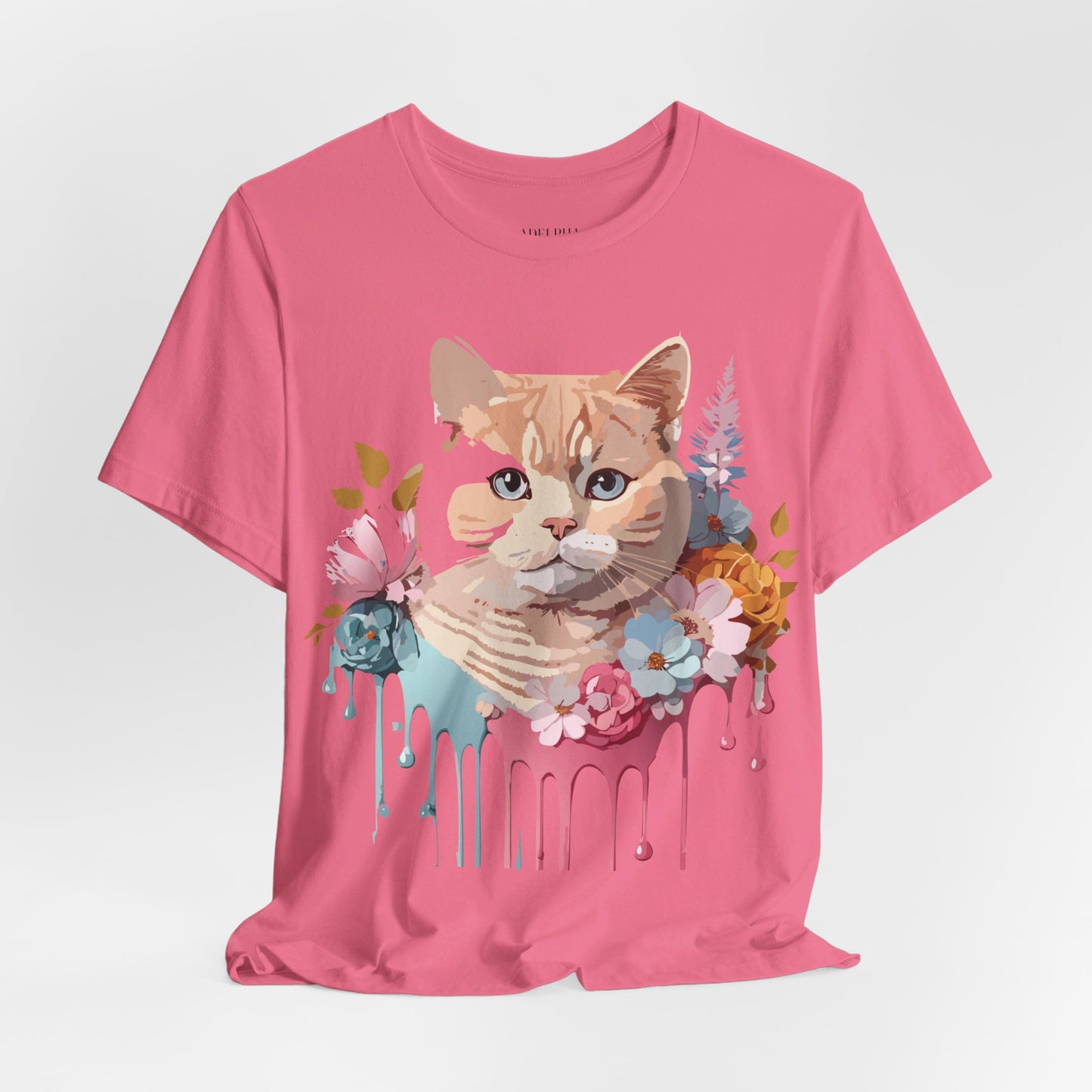 Natural Cotton Tee Shirt with Cat