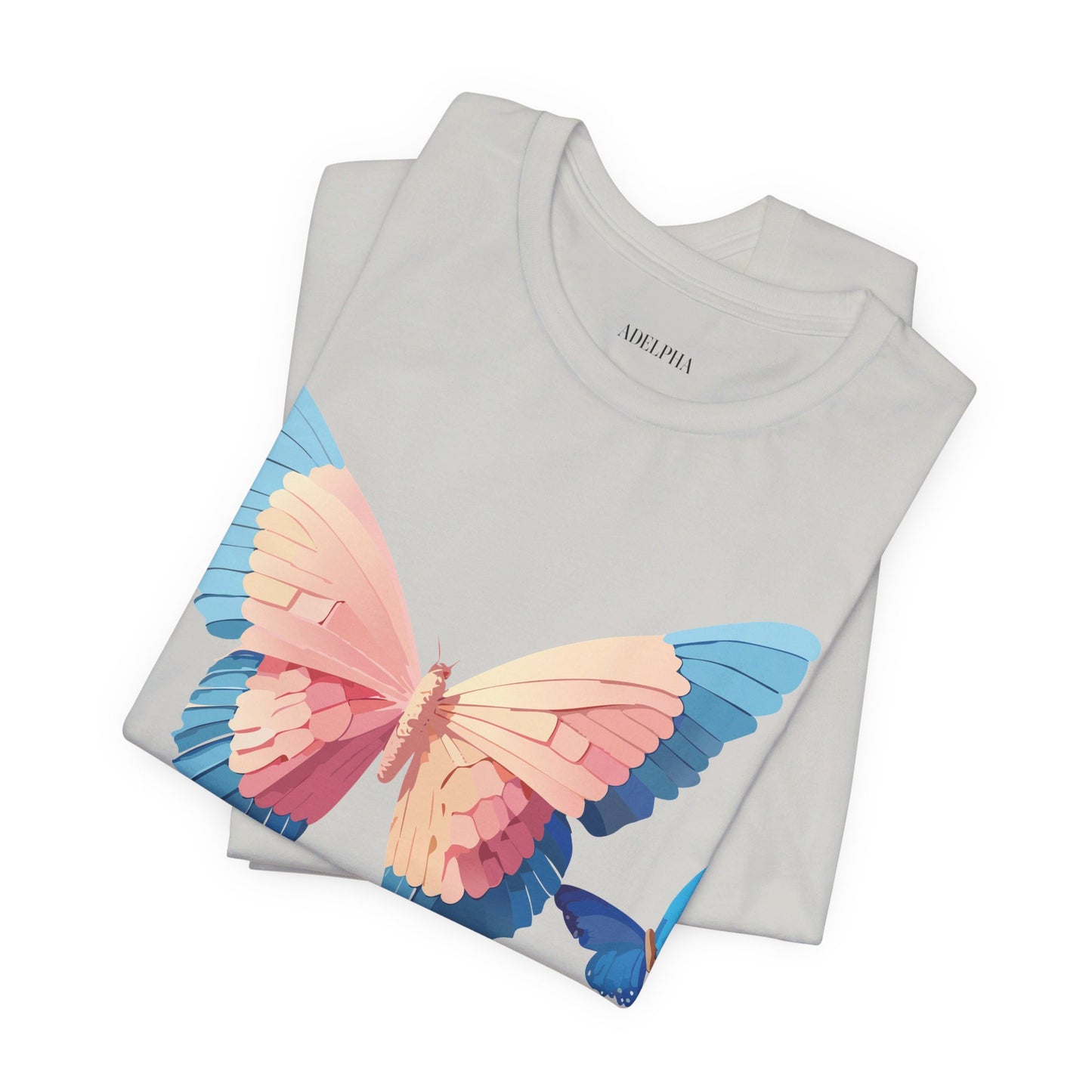 Natural Cotton Tee Shirt with Butterfly