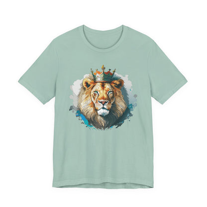 Lion with Crown Tee Unisex Cotton Watercolor King Lion Graphic T-Shirt 2