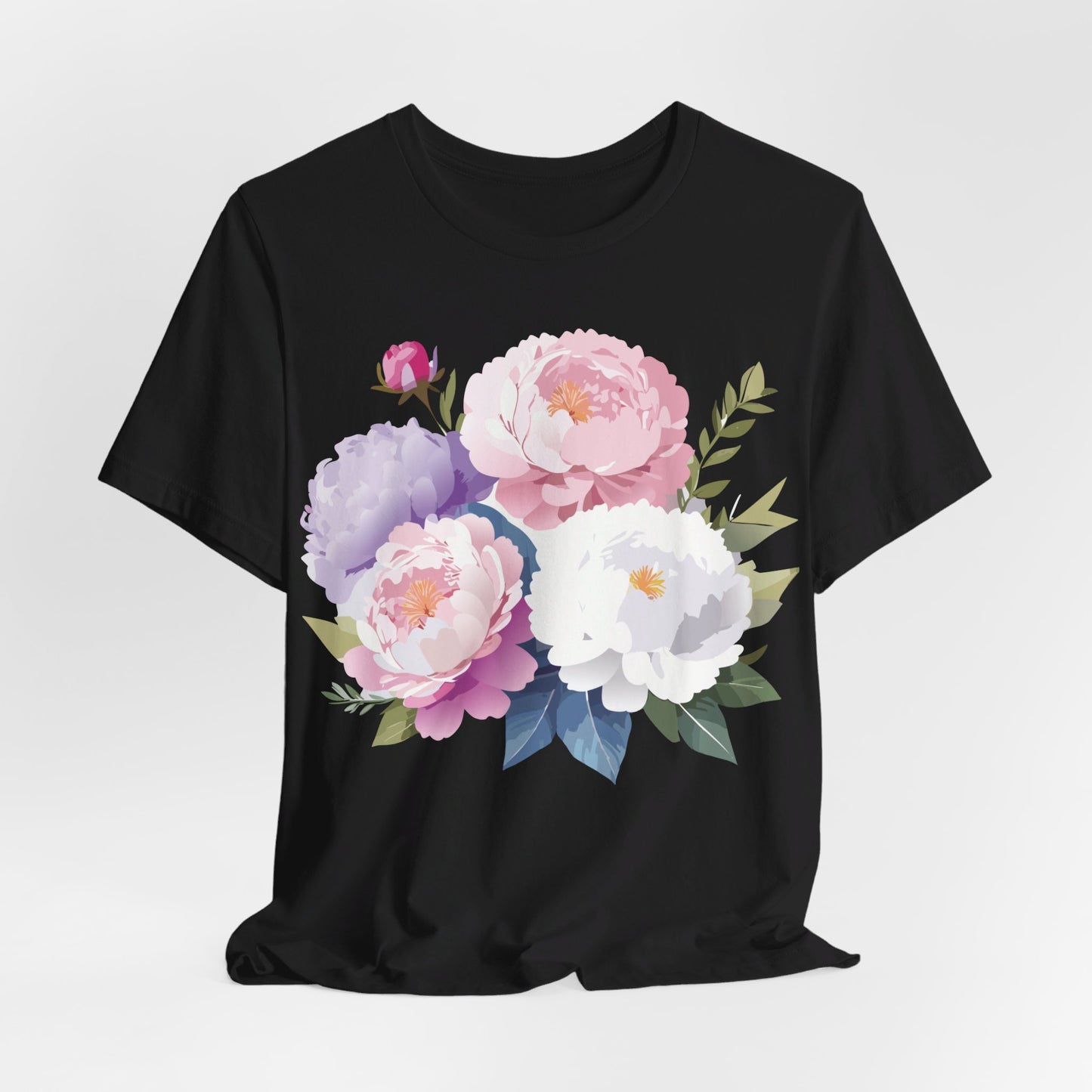 Natural Cotton Tee Shirt with Flowers