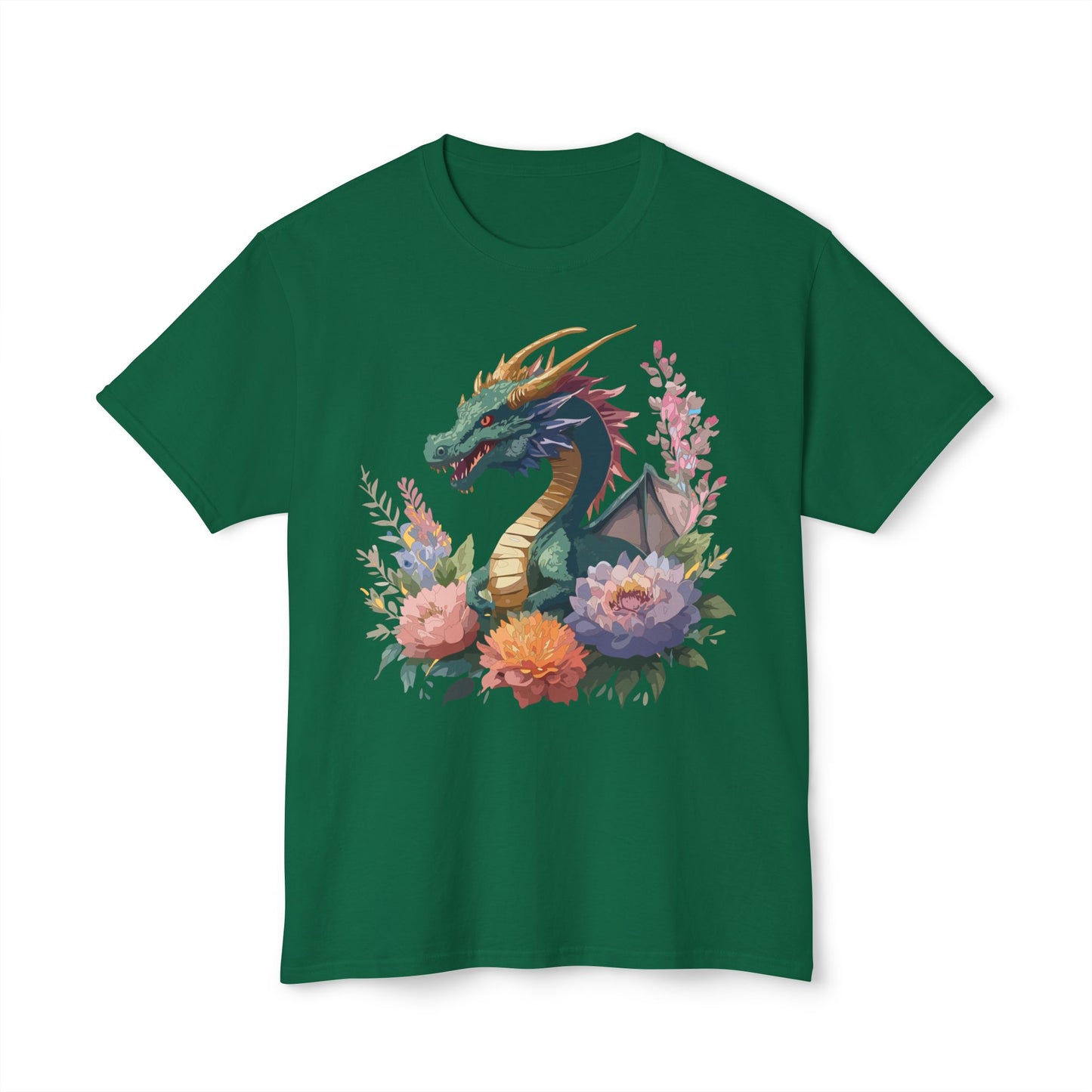 Dragon T-Shirt, Vintage Dragon Tee, Floral Tees, Dragon Art Design Shirt, Tee Shirt with Dragon 7