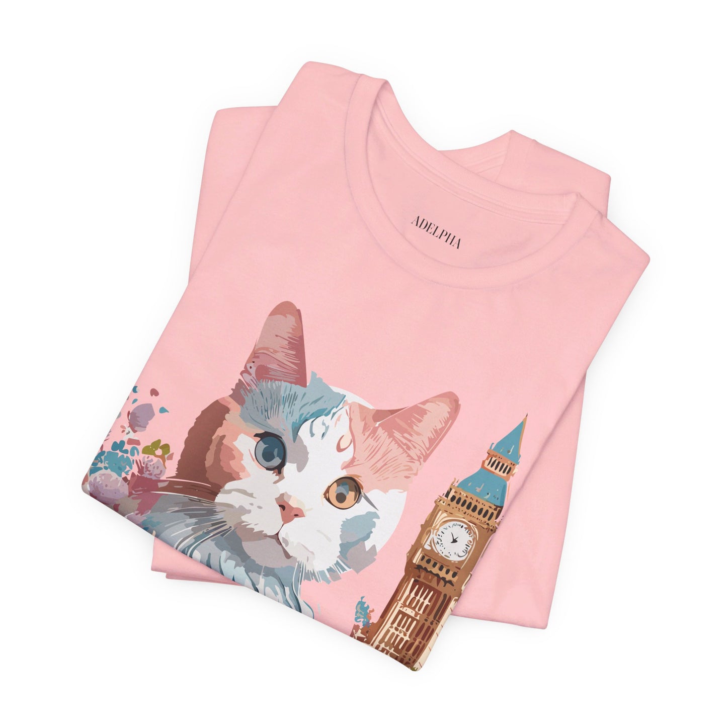 Natural Cotton Tee Shirt with Cat