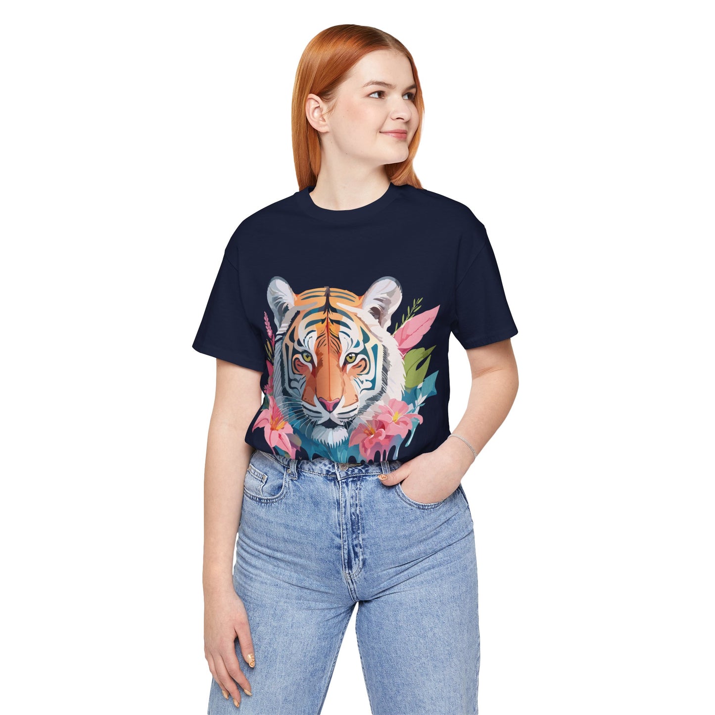 Natural Cotton Tee Shirt with Tiger