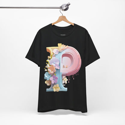 Natural Cotton Tee Shirt - Letters Collection - P Printify