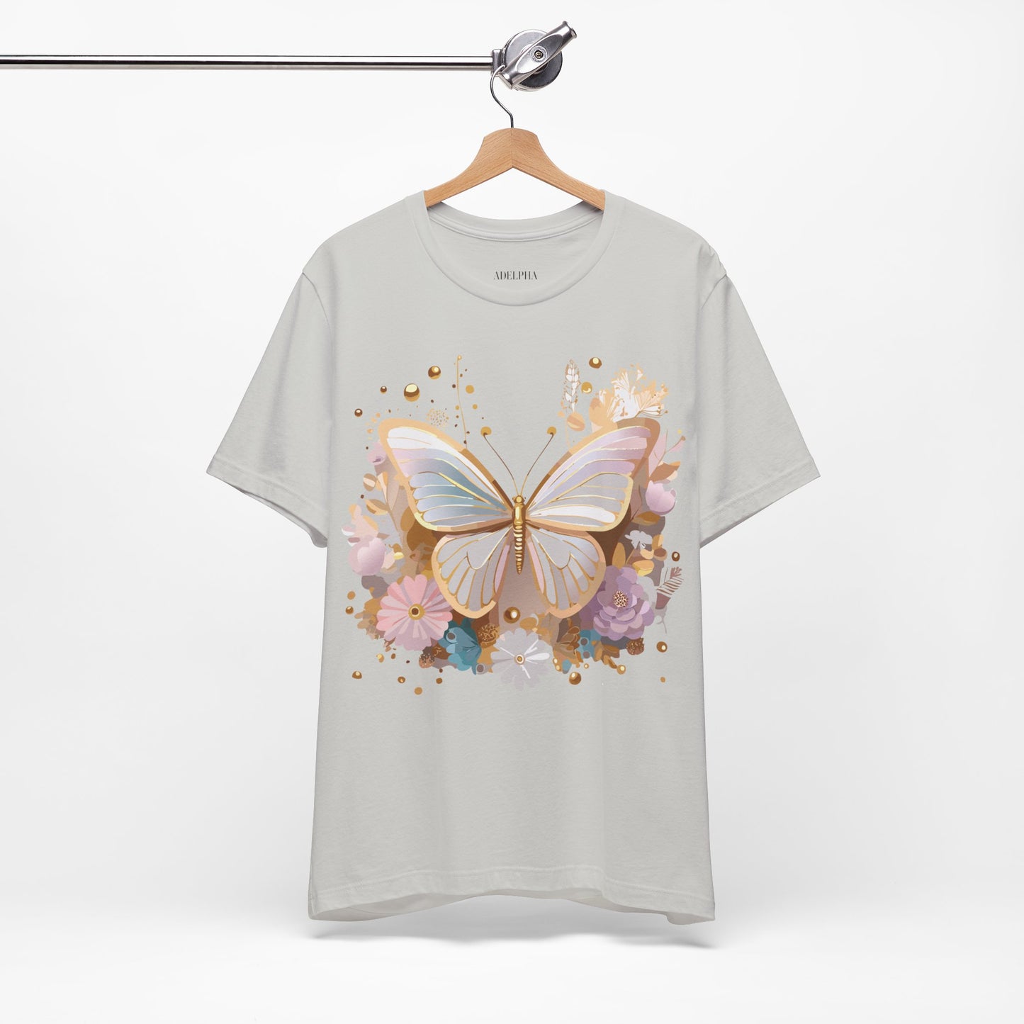 Natural Cotton Tee Shirt with Butterfly