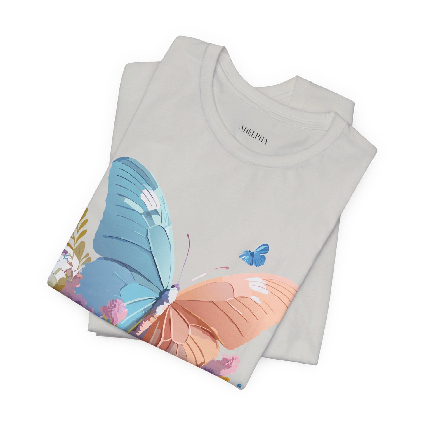 Natural Cotton Tee Shirt with Butterfly