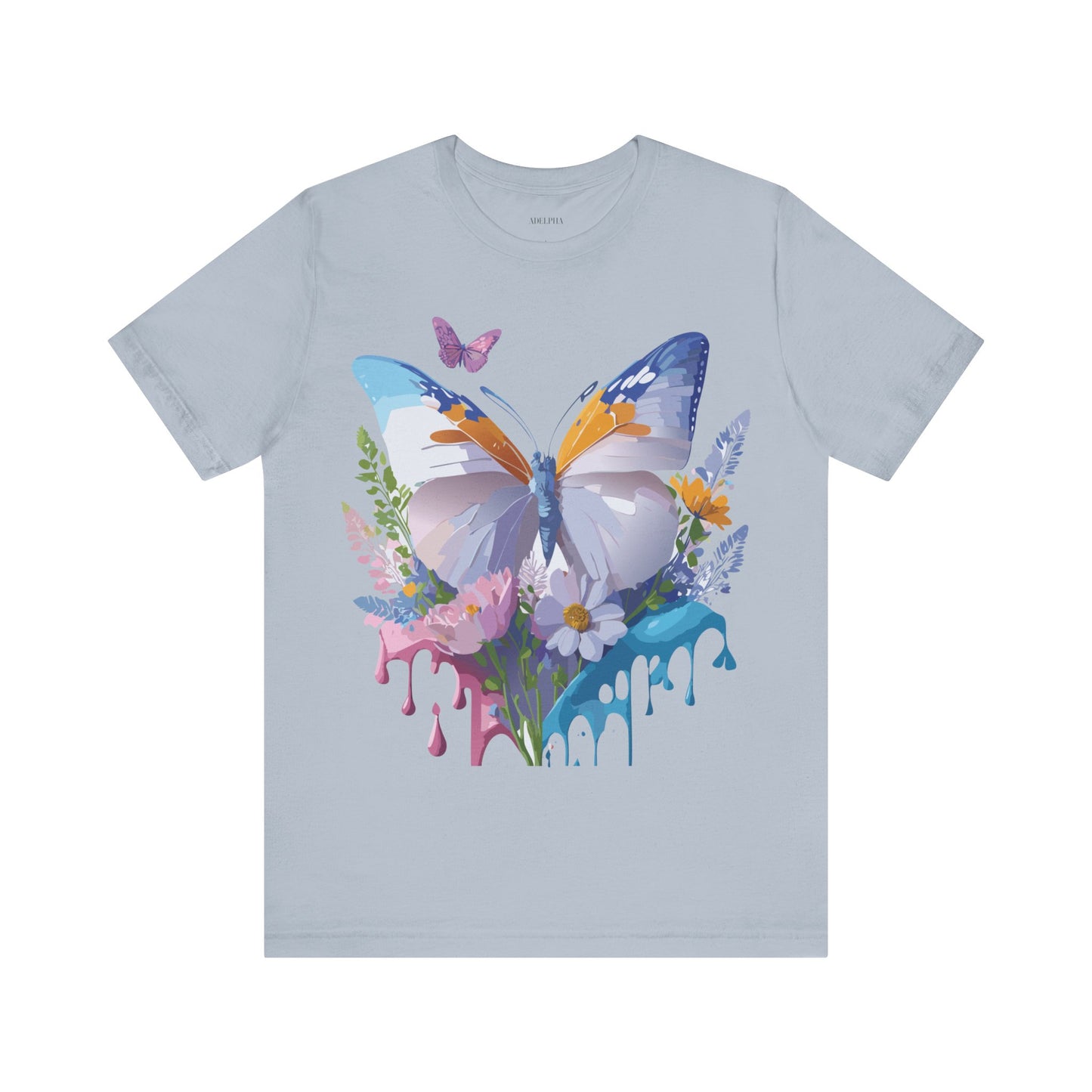 Natural Cotton Tee Shirt with Butterfly