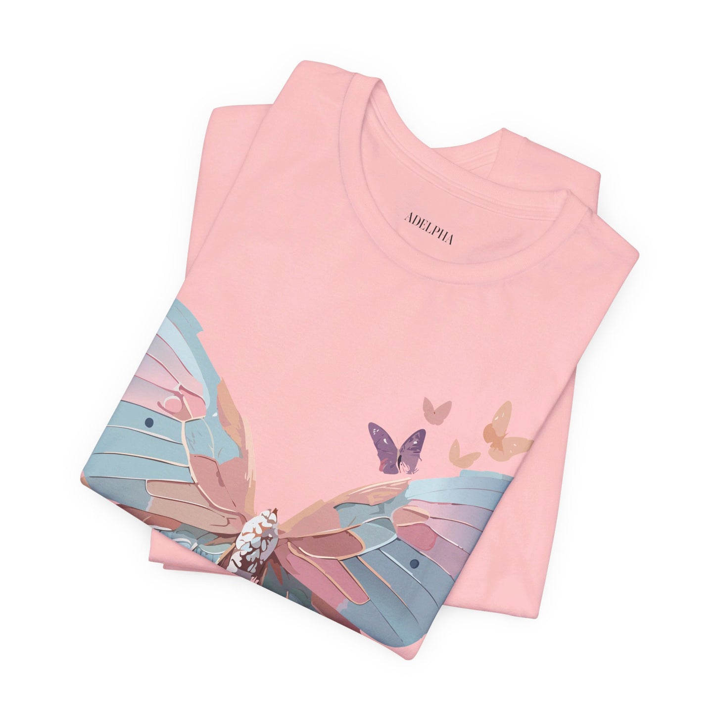 Natural Cotton Tee Shirt with Butterfly