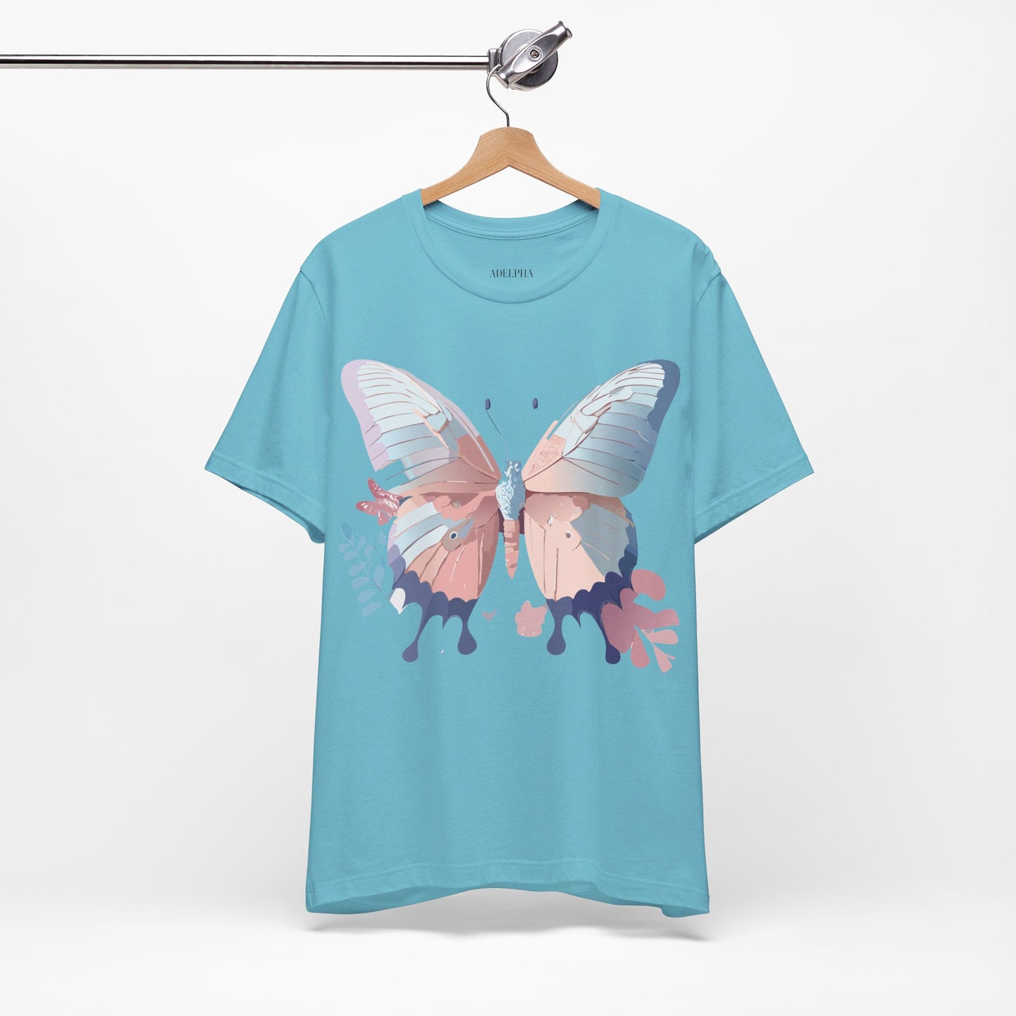 Natural Cotton Tee Shirt with Butterfly