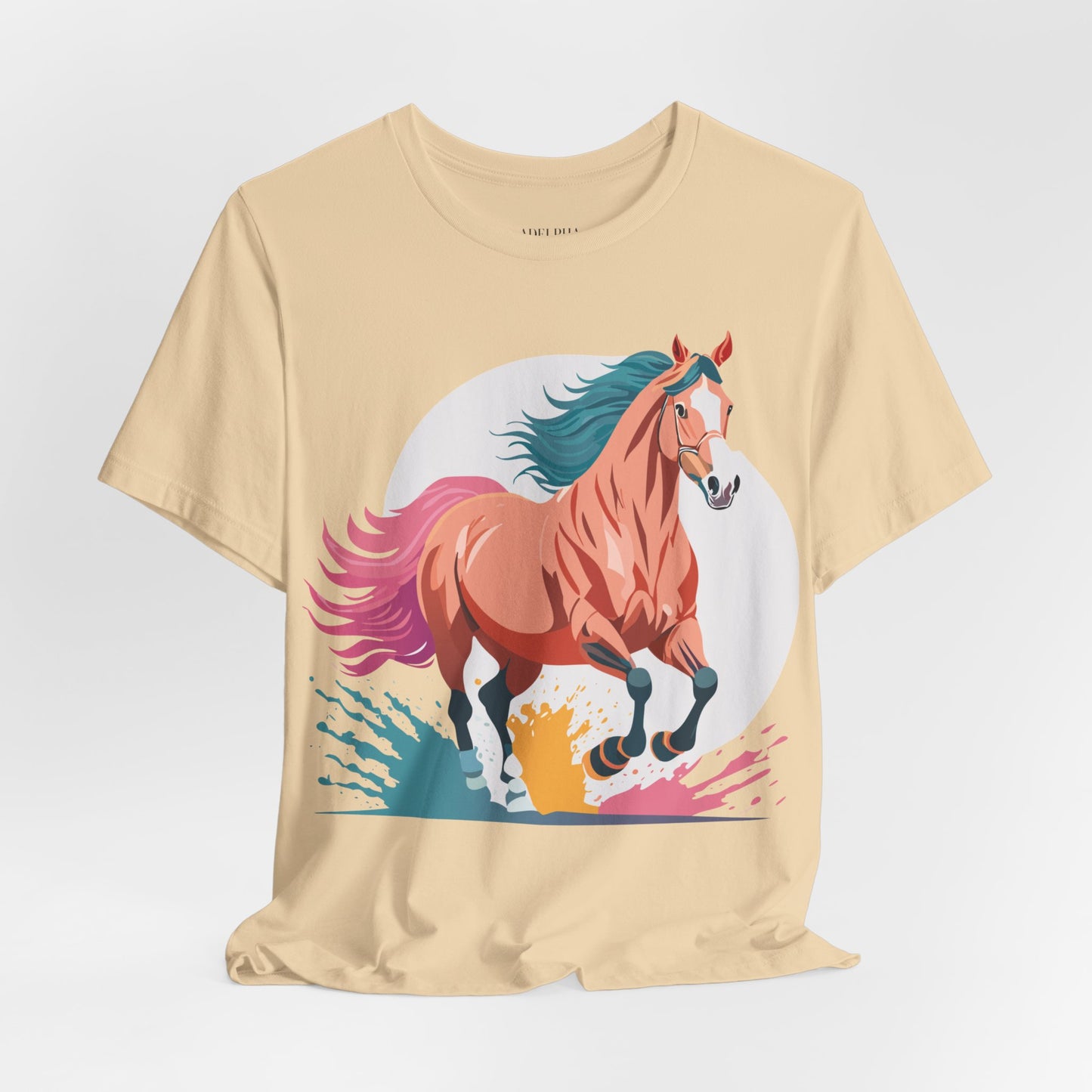 Natural Cotton Tee Shirt with Horse