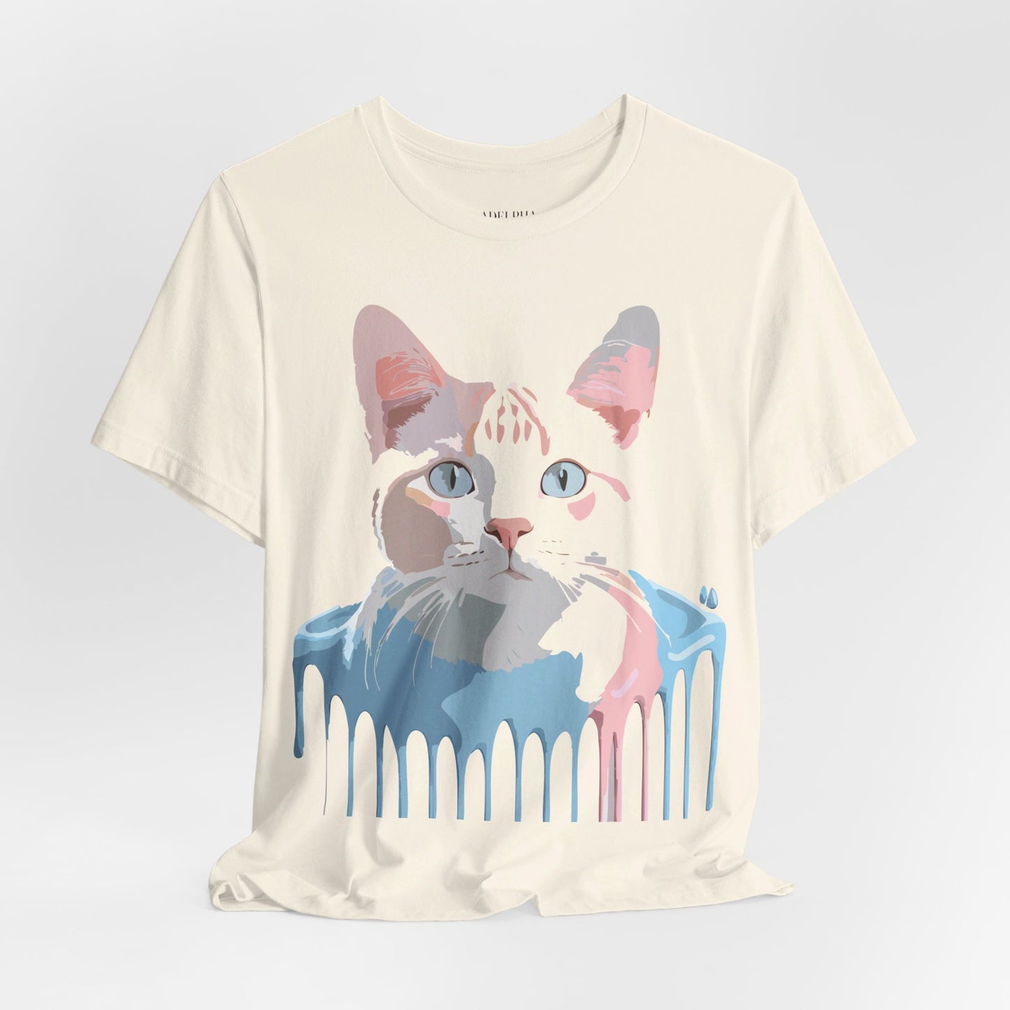 Natural Cotton Tee Shirt with Cat