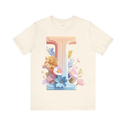Natural Cotton Tee Shirt - Letters Collection - I Printify