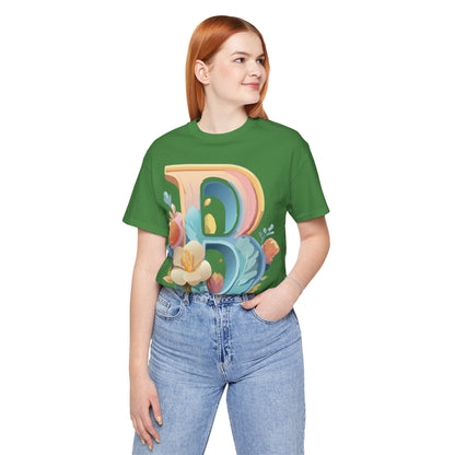 Natural Cotton Tee Shirt - Letters Collection - B Printify