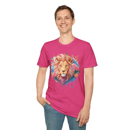 Lion Shirt Unisex Floral Lion Tee 100 Percent Cotton Softstyle Gildan 64000