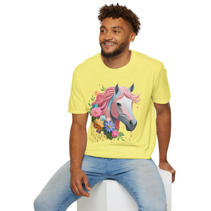 Unisex Horse Shirt Softstyle Cotton Tee With Animal Print Design