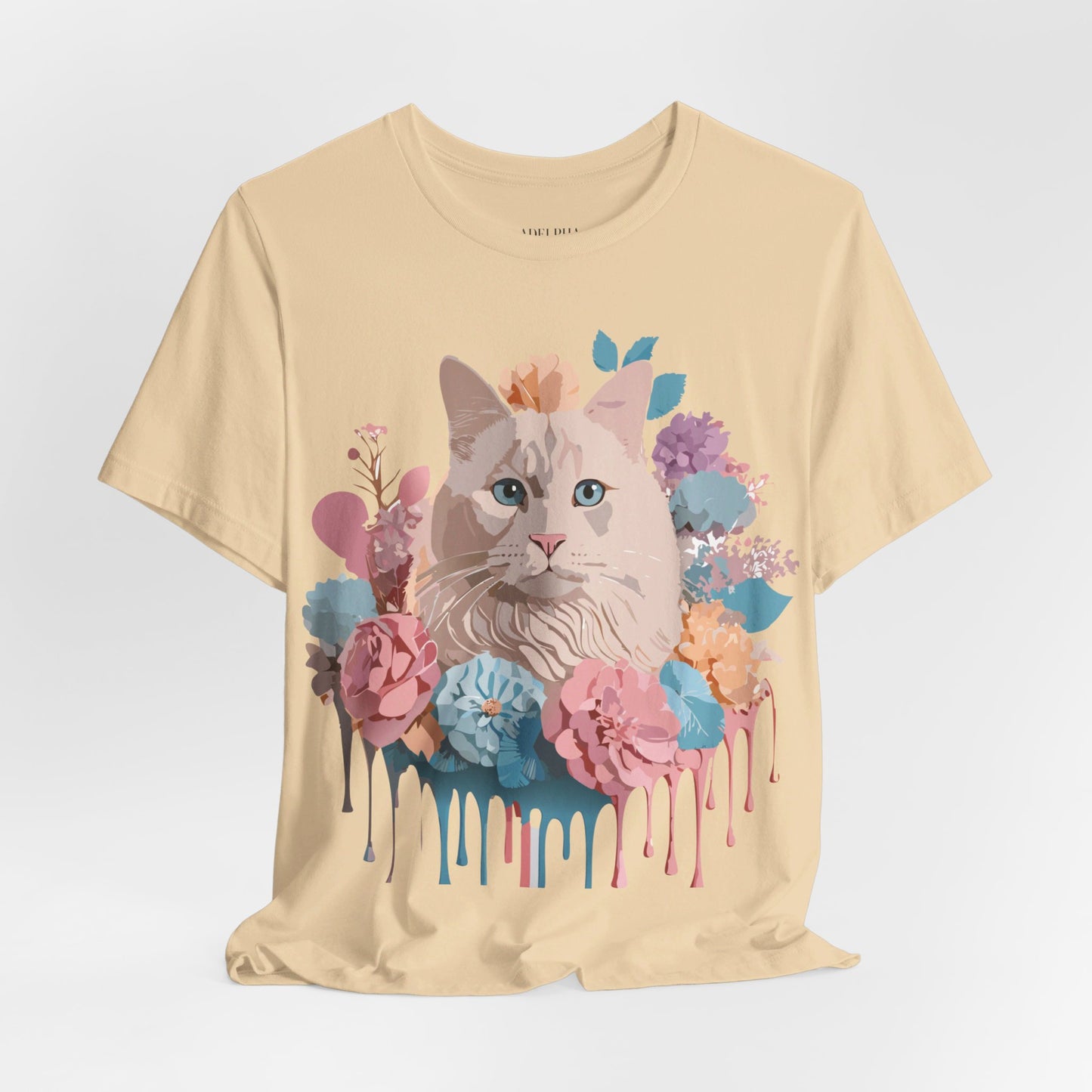 Natural Cotton Tee Shirt with Cat