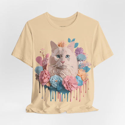 Natural Cotton Tee Shirt with Cat Printify