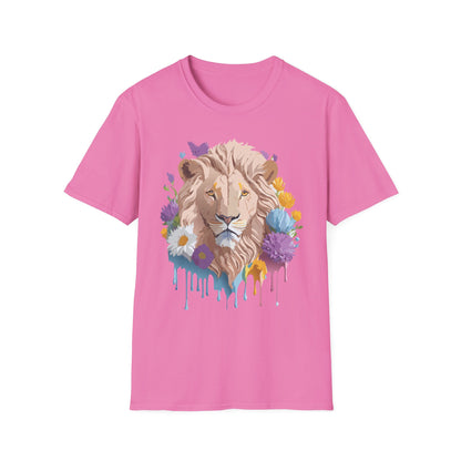 Lion Shirt Unisex Floral Lion Tee Gildan Softstyle 64000 Short Sleeve
