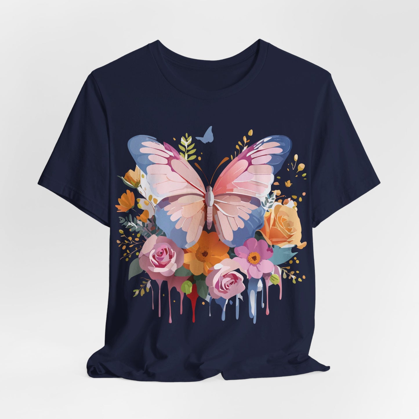 Natural Cotton Tee Shirt with Butterfly