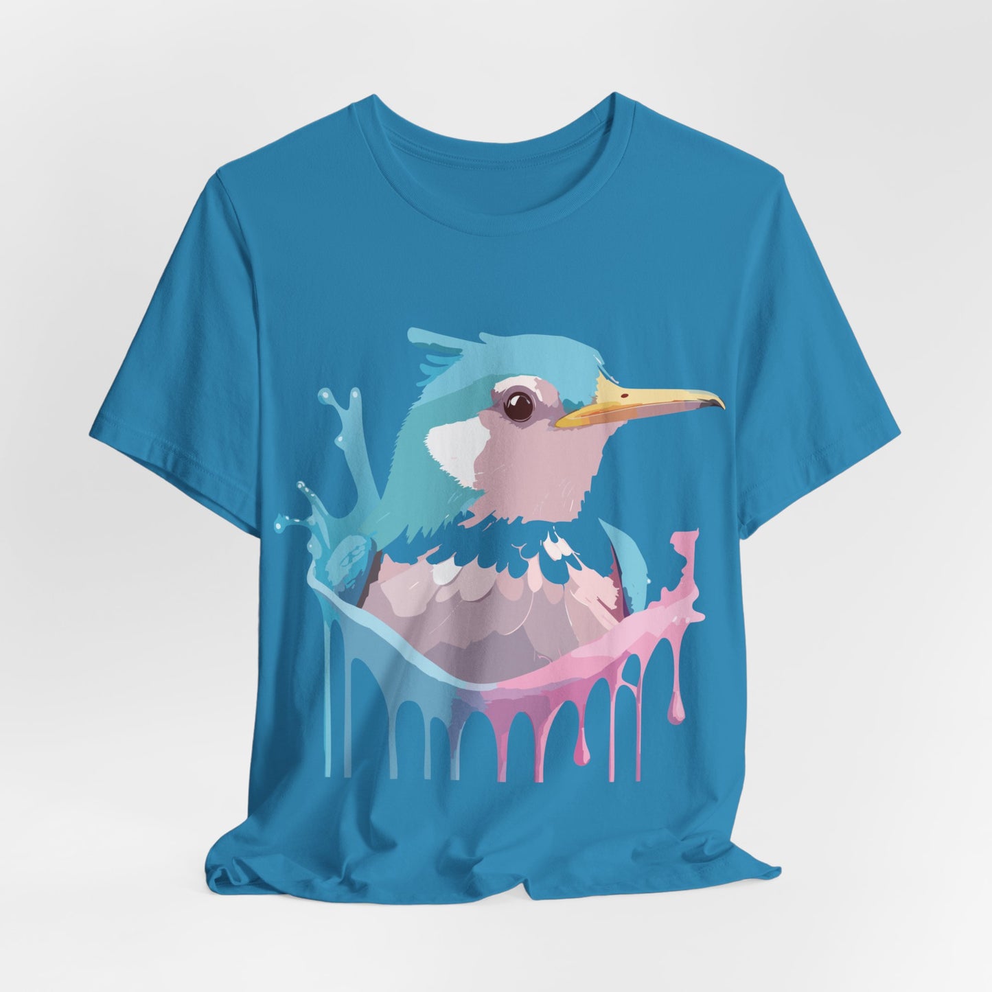 Natural Cotton Tee Shirt with Bird