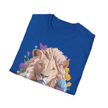Lion Shirt Unisex Floral Lion Tee Gildan Softstyle 64000 Short Sleeve