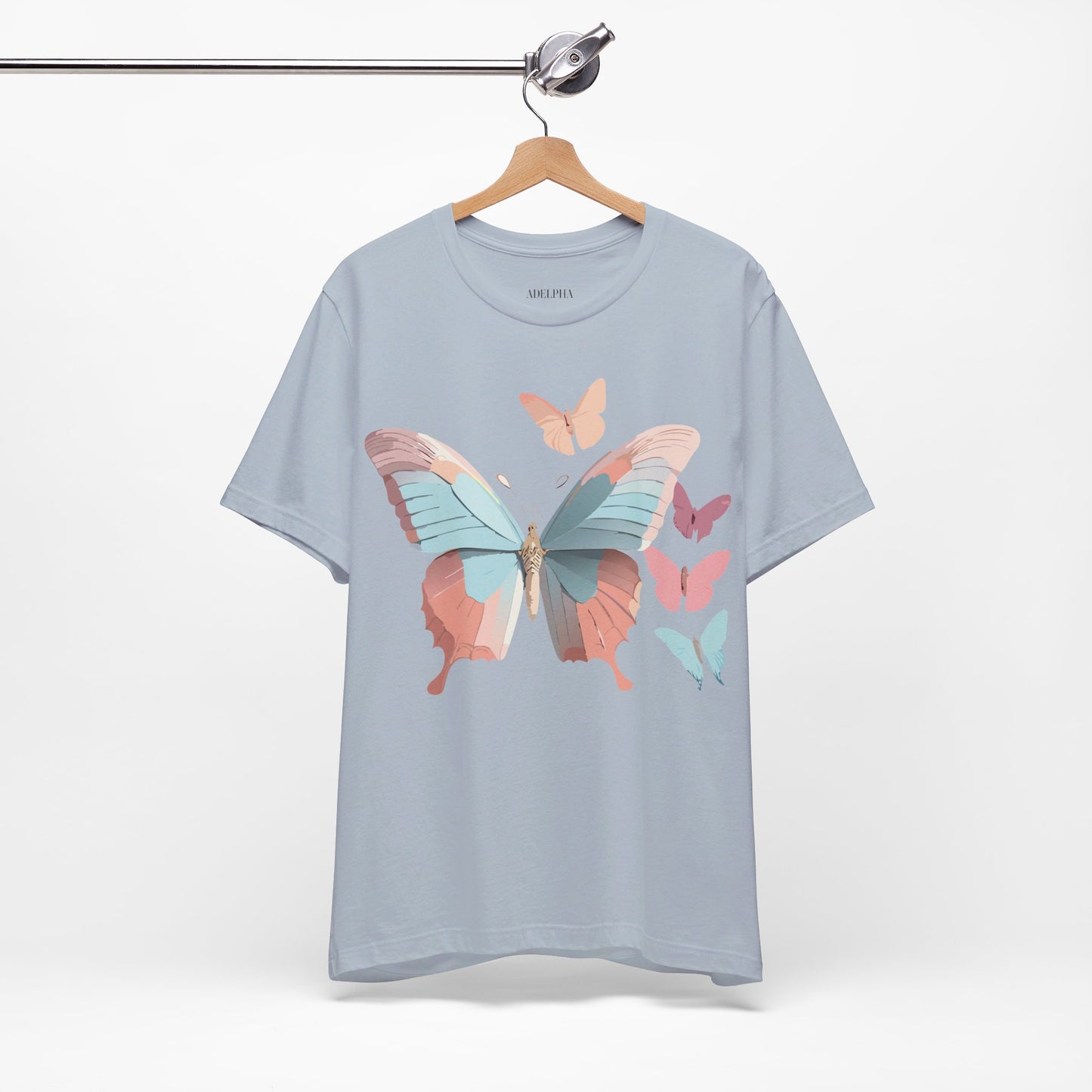 Natural Cotton Tee Shirt with Butterfly