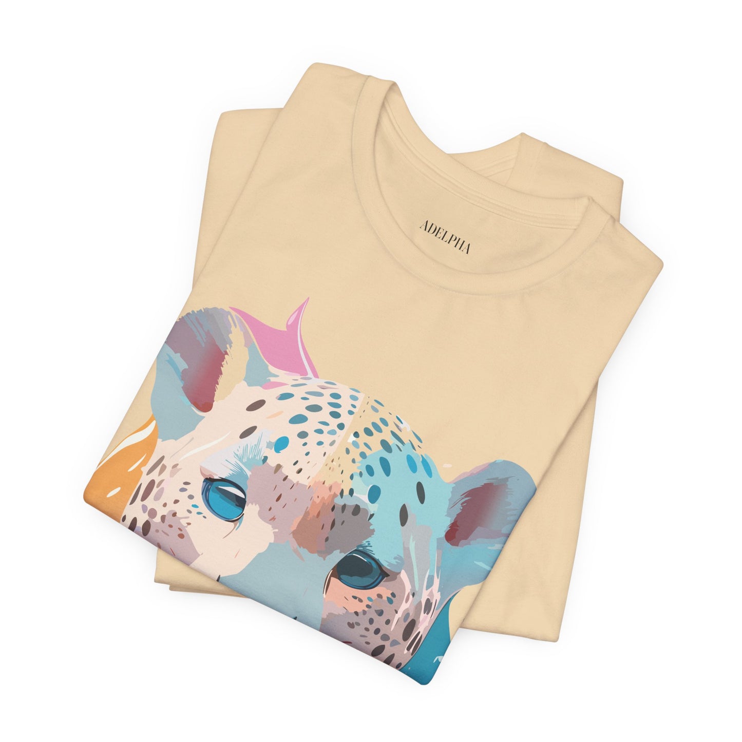 Natural Cotton Tee Shirt with Cheetah