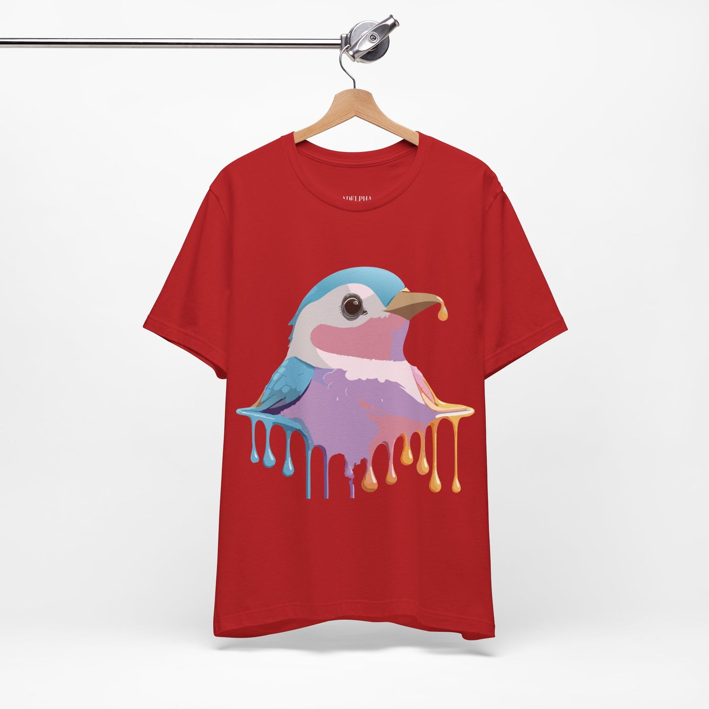 Natural Cotton Tee Shirt with Bird