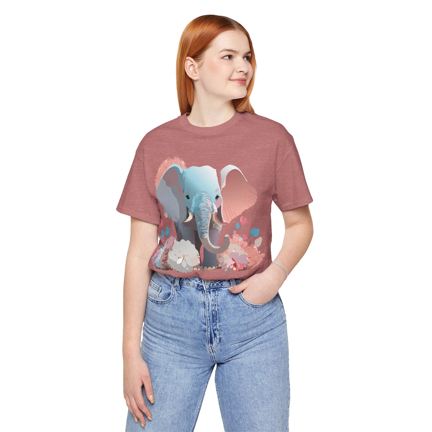 T-shirt en coton naturel avec motif éléphant