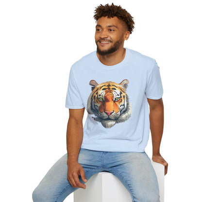 Tiger Print T Shirt Unisex Animal Tee 100 Percent Cotton Softstyle Gildan 64000