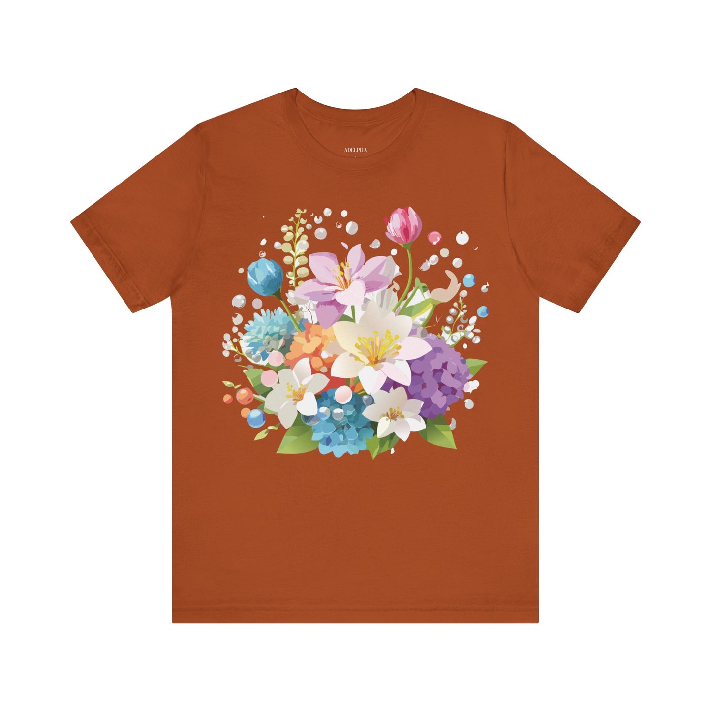 Natural Cotton Tee Shirt with Flowers