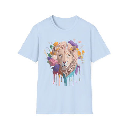 Unisex Lion Shirt Floral Lion Tee Softstyle 64000 Gildan Cotton Tee
