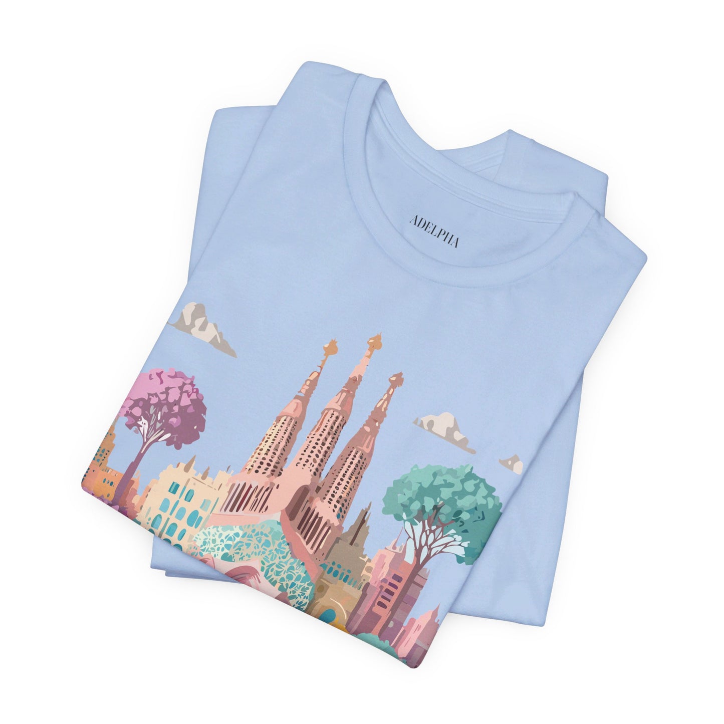 Natural Cotton Tee Shirt - Beautiful Places Collection - Barcelona