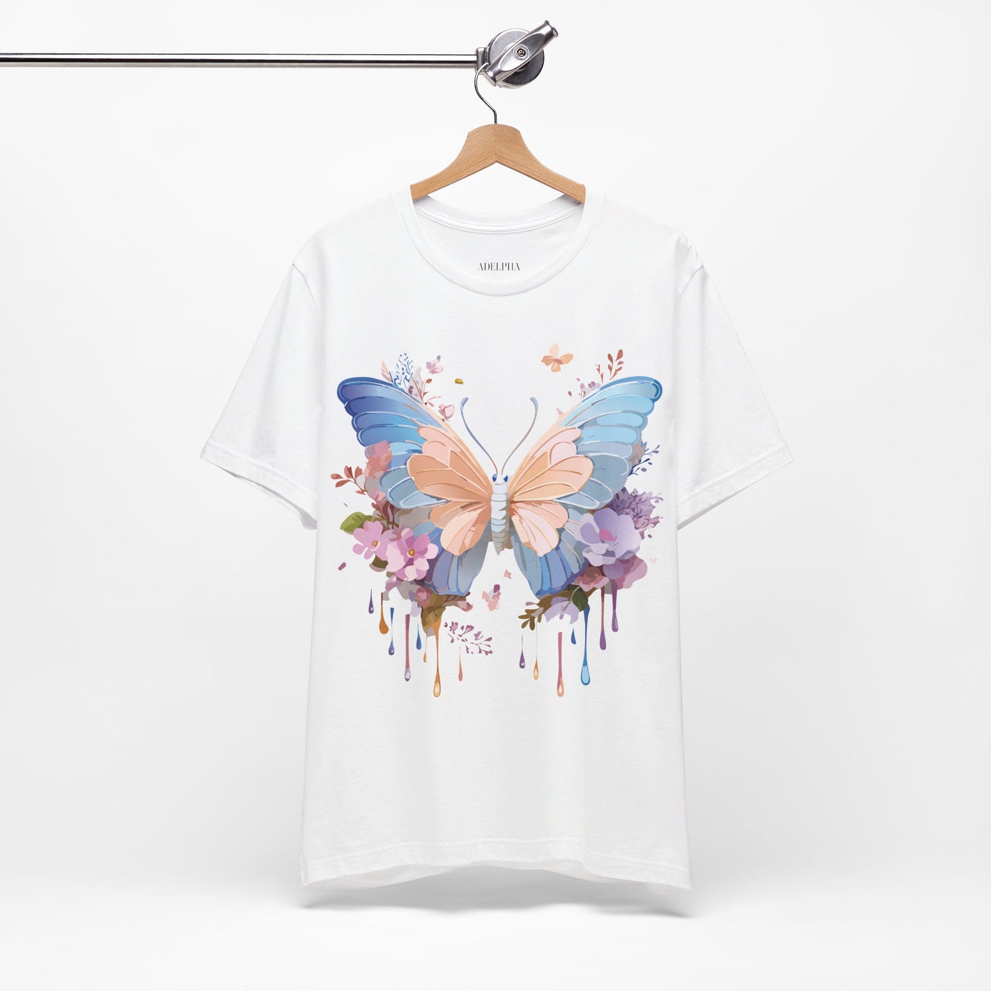 Natural Cotton Tee Shirt with Butterfly