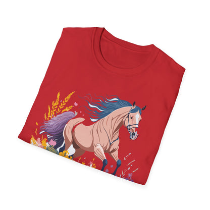 Unisex Horse Shirt With Animal Design Gildan Softstyle 64000 Tee