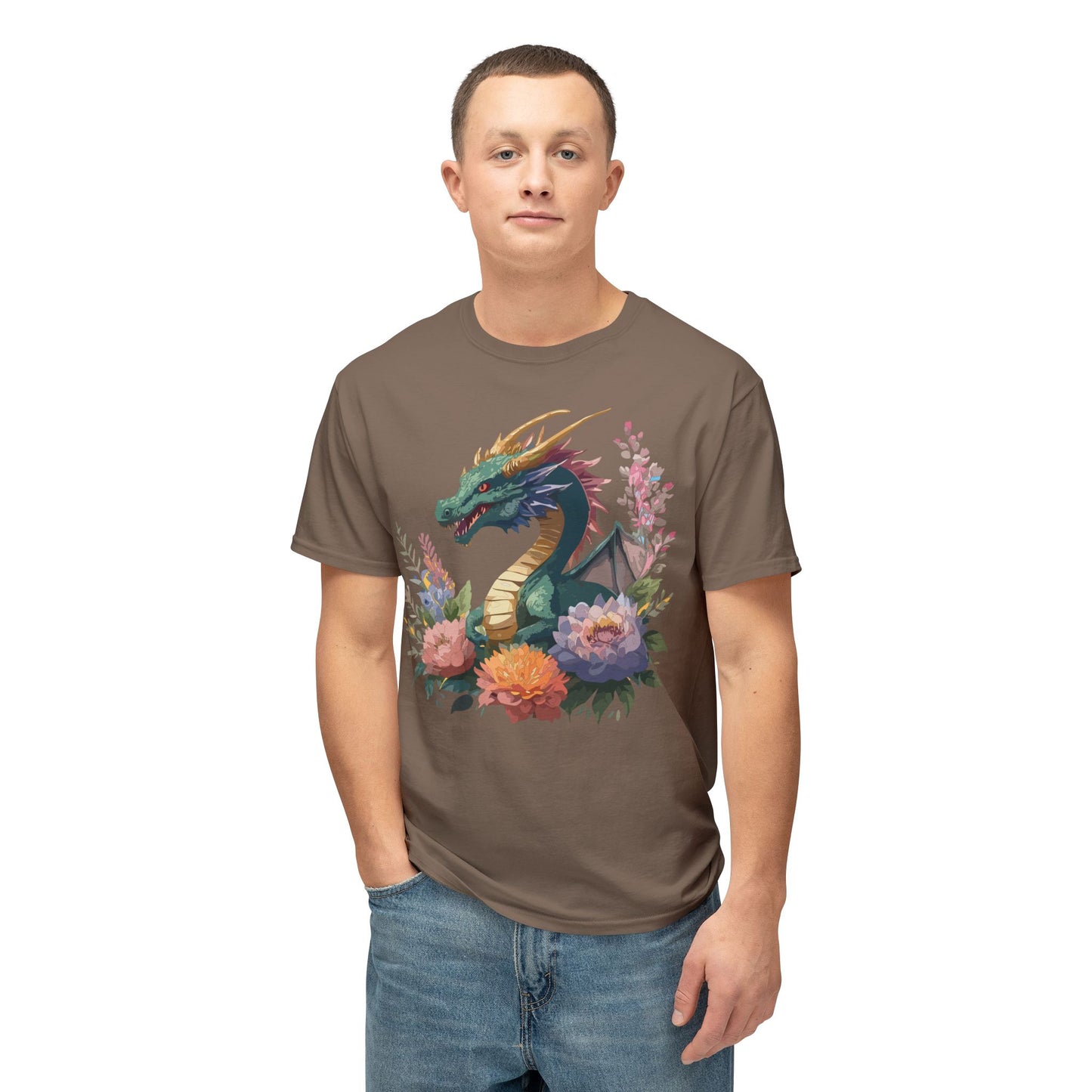 Dragon T-Shirt, Vintage Dragon Tee, Floral Tees, Dragon Art Design Shirt, Tee Shirt with Dragon 7