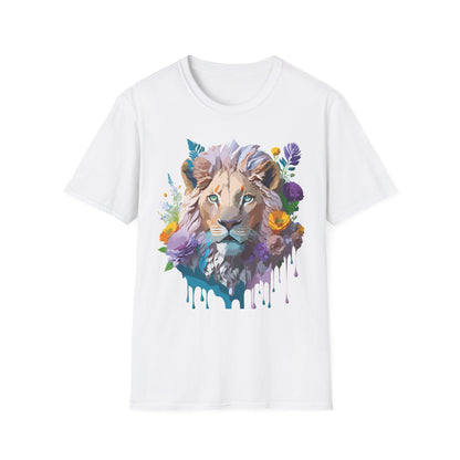 Unisex Lion Shirt Floral Lion Tee Animal Print Tee Gildan 64000