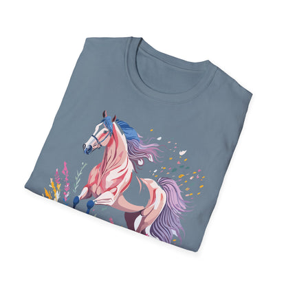 Horse Shirt Unisex Tee Animal Print Gildan Softstyle 64000 Ring Spun Cotton