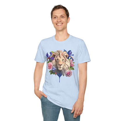 Unisex Lion Shirt Floral Lion Tee Softstyle Gildan 64000 100 Percent Cotton