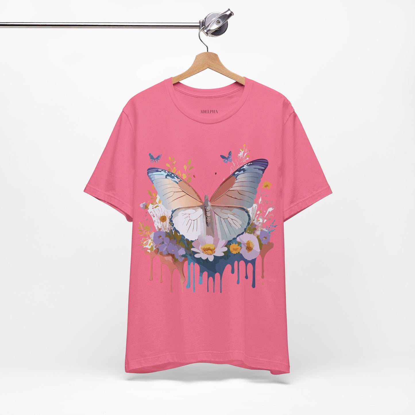 Natural Cotton Tee Shirt with Butterfly