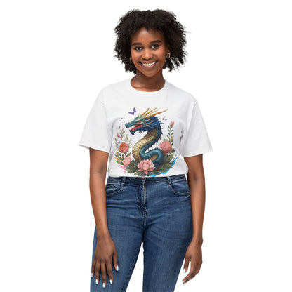 Unisex Dragon T Shirt With Art Print Floral Vintage Dragon Tee