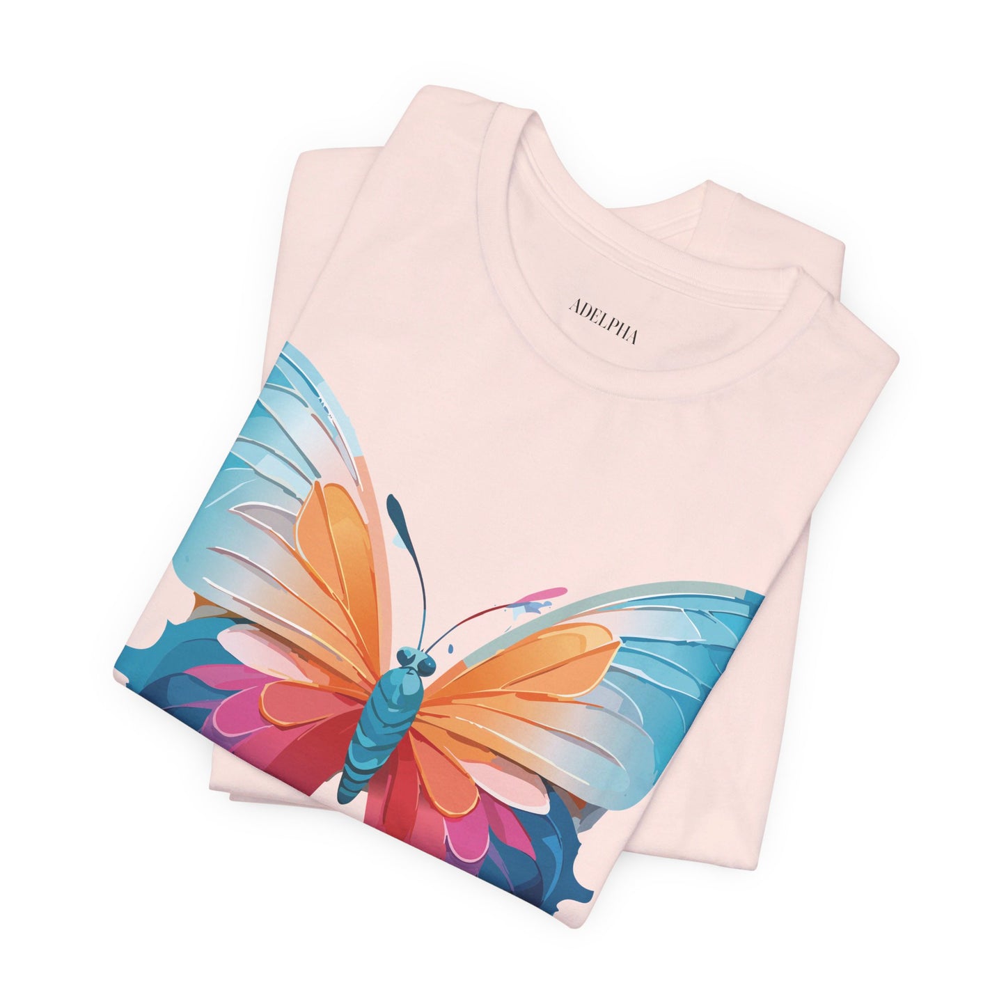 Natural Cotton Tee Shirt with Butterfly